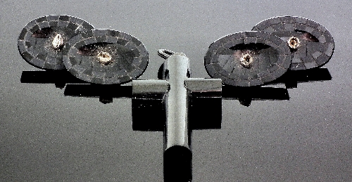 A pair of 15ct gold mounted