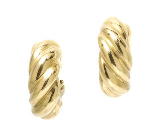 A Pair of 18 Karat Yellow Gold
