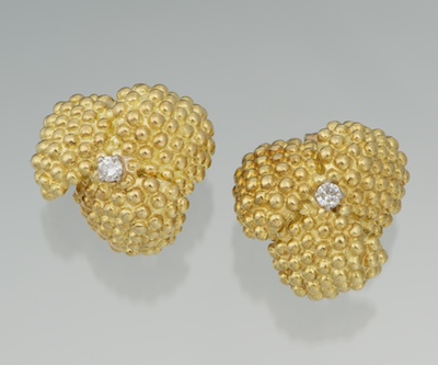 A Pair of 18k Gold and Diamond