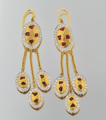 A Pair of 18k Gold, Diamond and