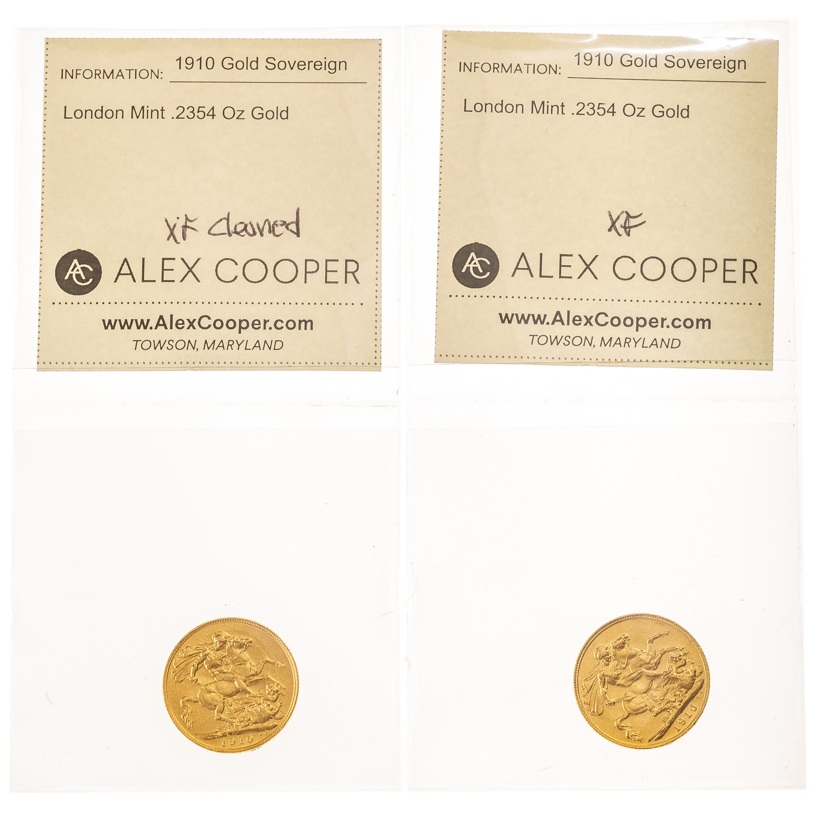 A PAIR OF 1910 SOVEREIGNS FROM