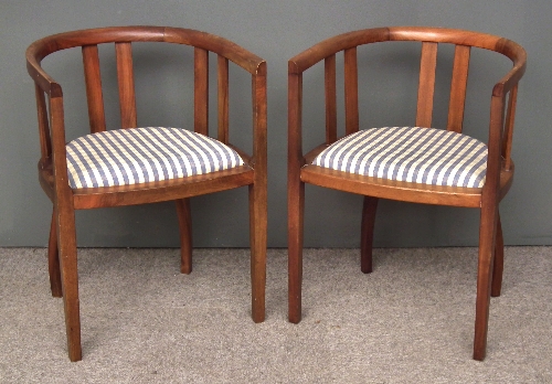 A pair of 1920s mahogany tub shaped