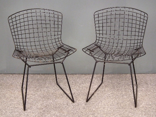 A pair of 1960s ebonised metal wire