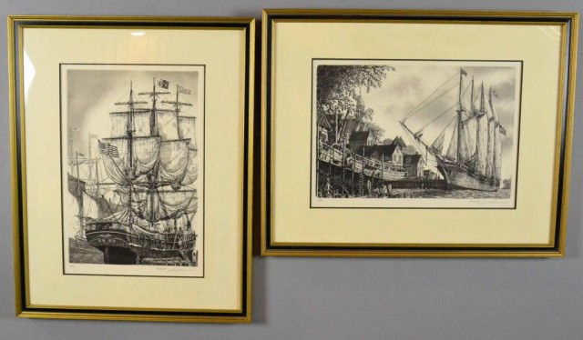 A PAIR OF 1976 SIGNED ETCHINGS OF