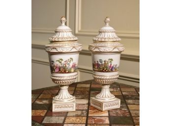 A pair of 19th C. hand painted