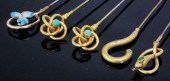 A pair of 9ct gold and turquoi