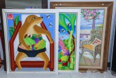 A PAIR OF ACRYLIC WORKS & A LA