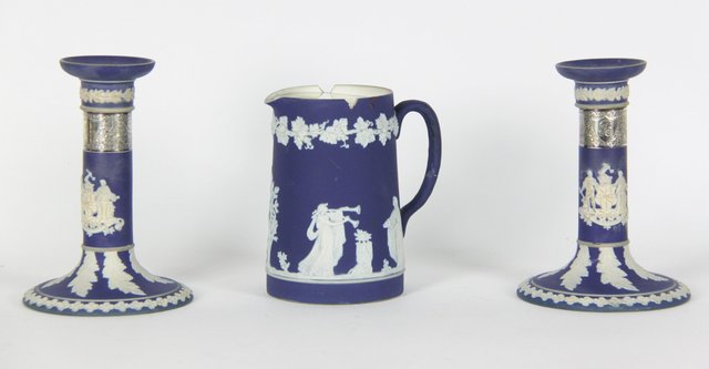 A pair of Adams jasper ware