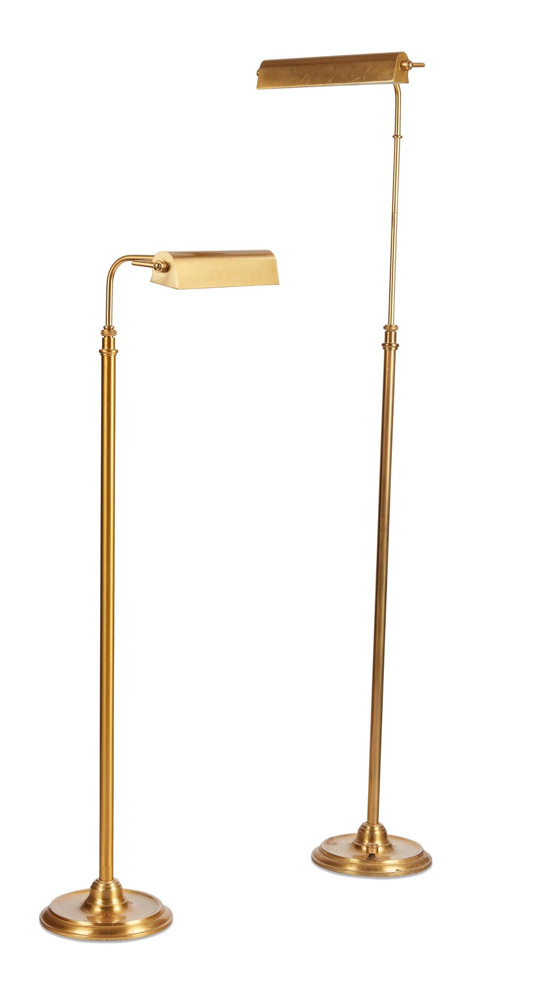 A PAIR OF ADJUSTABLE BRASS FLOOR