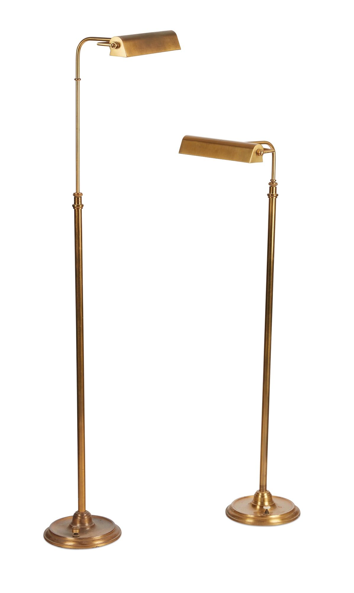 A PAIR OF ADJUSTABLE BRASS FLOOR