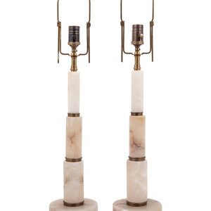 A Pair of Alabaster Table Lamps 