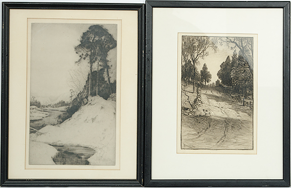 A Pair of American Etchings by