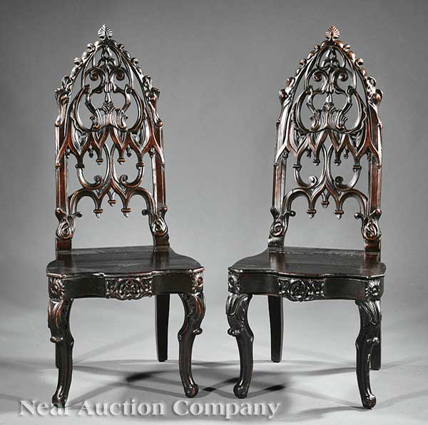 A Pair of American Gothic Carved