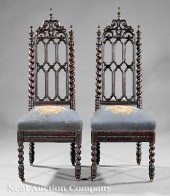 A Pair of American Gothic Carv