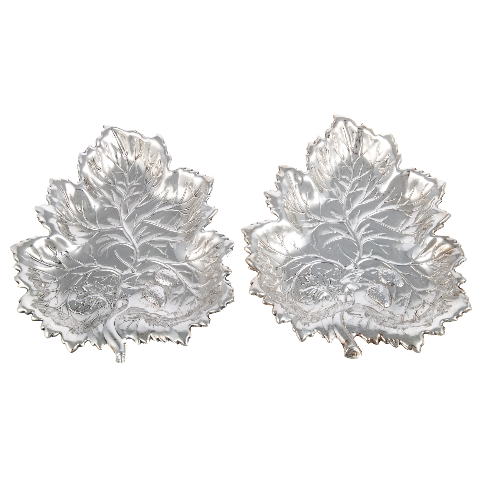 A PAIR OF AMERICAN STERLING FOLIATE