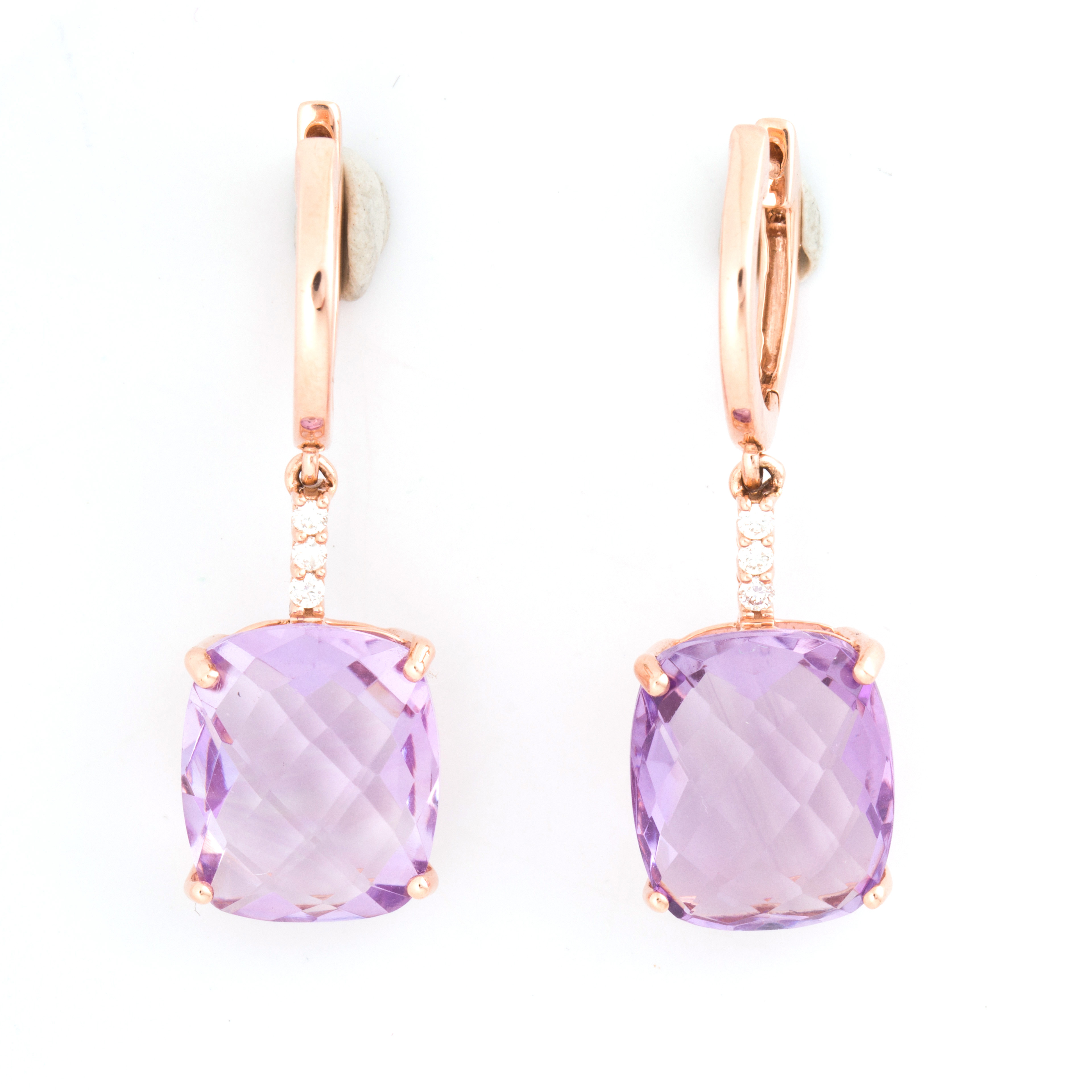 A PAIR OF AMETHYST, DIAMOND AND