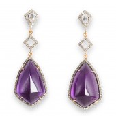 A PAIR OF AMETHYST, MOONSTONE