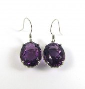 A PAIR OF AMETHYST SOLITAIRE P