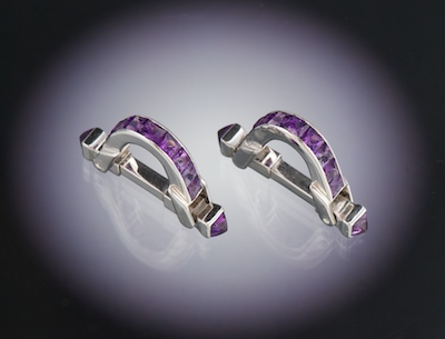 A Pair of Amethyst Stirrup