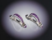 A Pair of Amethyst Stirrup Cuf