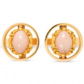 A PAIR OF ANGEL SKIN CORAL AND
