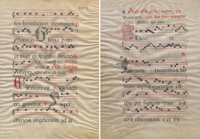 A Pair of Antique Antiphonals on