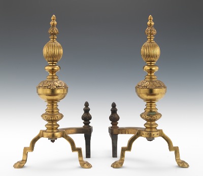 A Pair of Antique Bronze Andirons