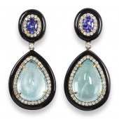 A PAIR OF AQUAMARINE, TANZANIT