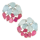 A PAIR OF AQUAMARINE, TOURMALI