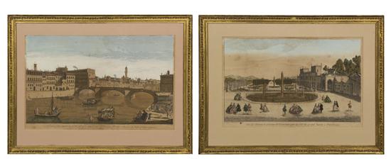 A Pair of Aquatints depicting views