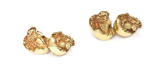 * A Pair of Art Nouveau Yellow Gold