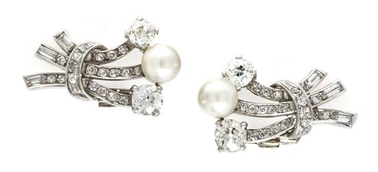 A Pair of Art Deco Platinum Natural