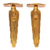 A PAIR OF ART DECO STYLE GILTW