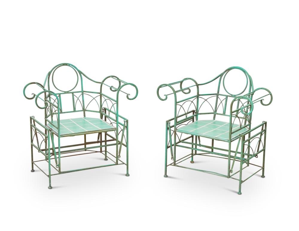 A PAIR OF ART DECO WROUGHT IRON