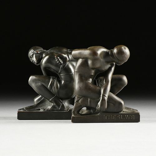 A PAIR OF ART DECO PATINATED COPPER