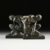 A PAIR OF ART DECO PATINATED C