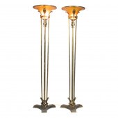 A PAIR OF ART DECO STYLE BRASS