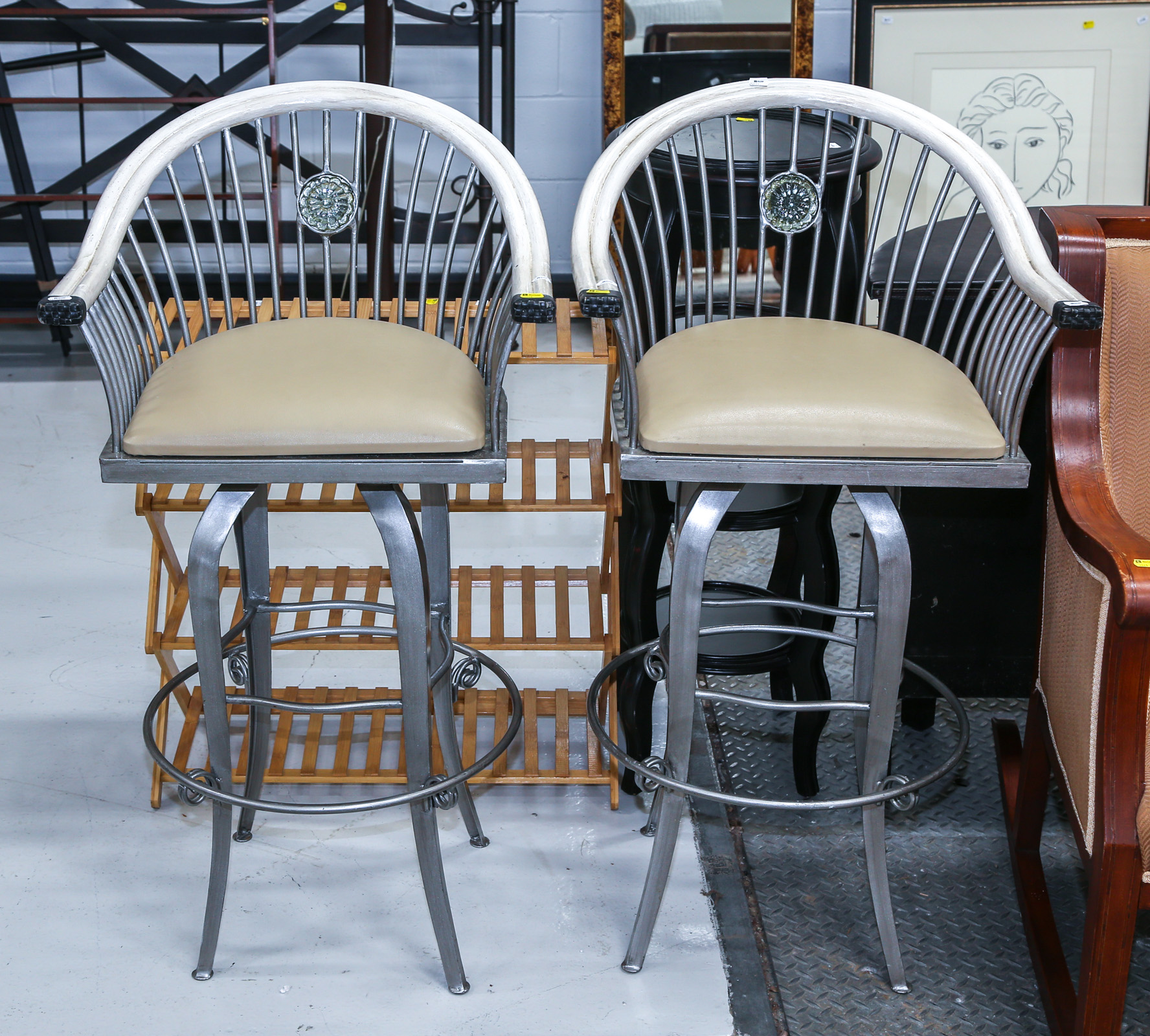 A PAIR OF ARTISAN-MADE WROUGHT IRON
