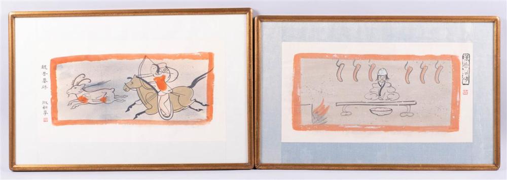 , A PAIR OF ASIAN FRAMED WORKS,