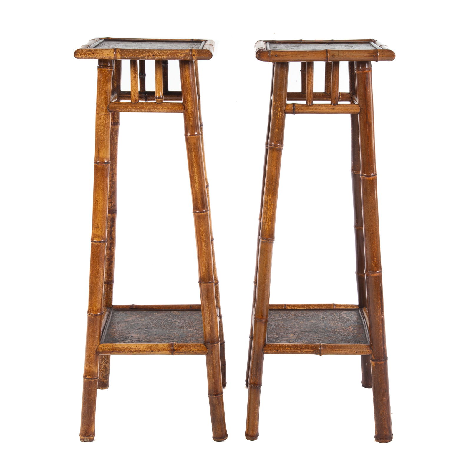 A PAIR OF ASIAN BAMBOO PLANT STANDS