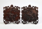 A PAIR OF ASIAN CARVED HARDWOO
