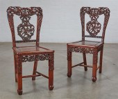 A PAIR OF ASIAN CARVED HARDWOO