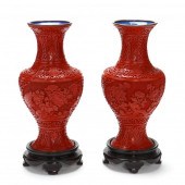 A PAIR OF ASIAN CINNABAR LACQU