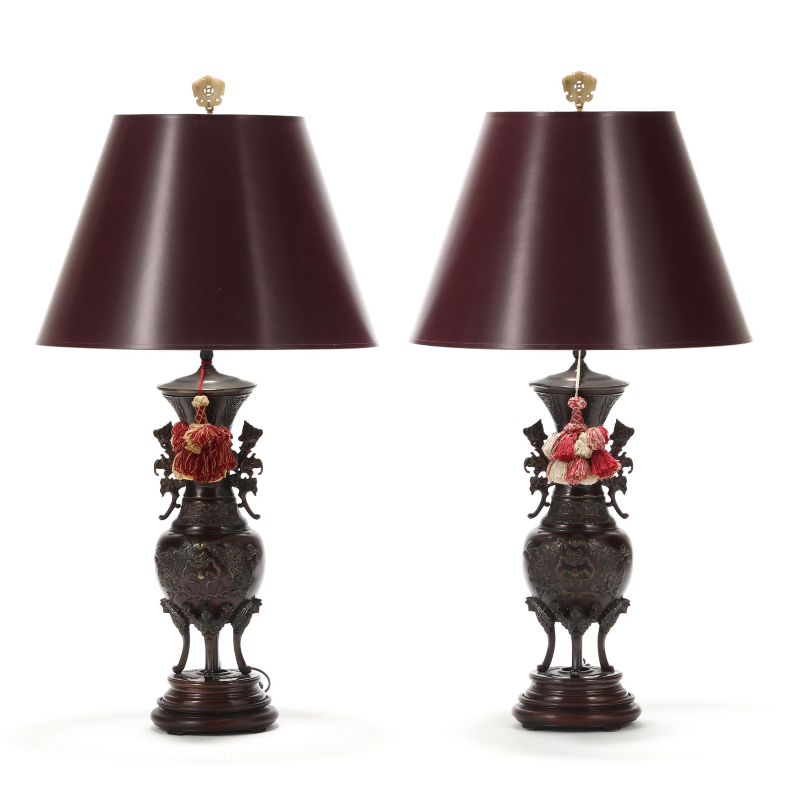 A PAIR OF ASIAN STYLE BRONZE VASE