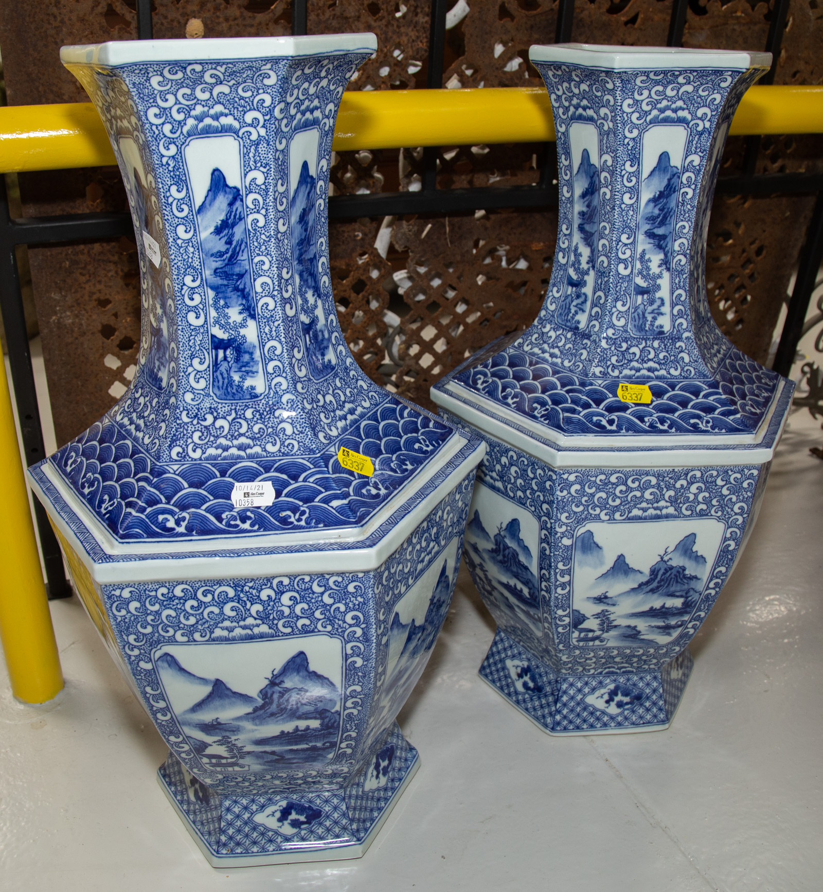 A PAIR OF ASIAN STYLE FLOOR VASES
