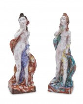 A PAIR OF AUSTRIAN EARTHENWARE