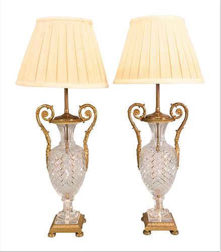 A PAIR OF BACCARAT CUT CRYSTAL