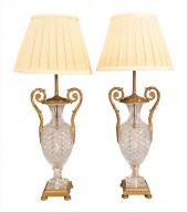 A PAIR OF BACCARAT CUT CRYSTAL