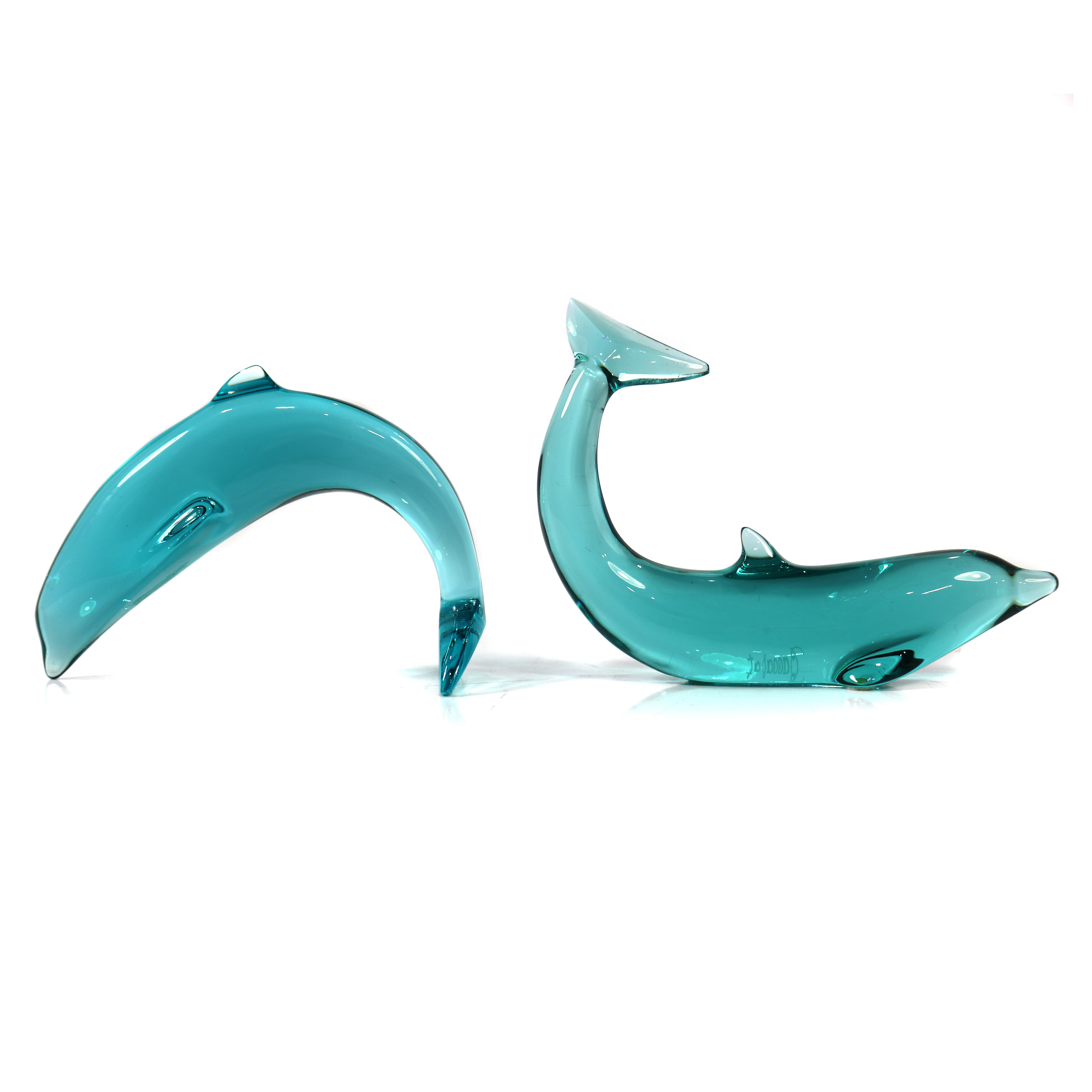 A PAIR OF BACCARAT DOLPHINS A