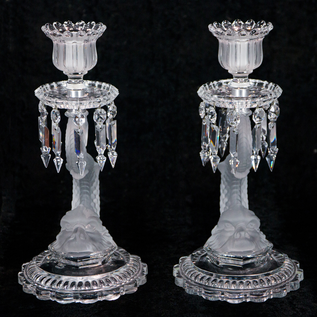 A PAIR OF BACCARAT FROSTED AND